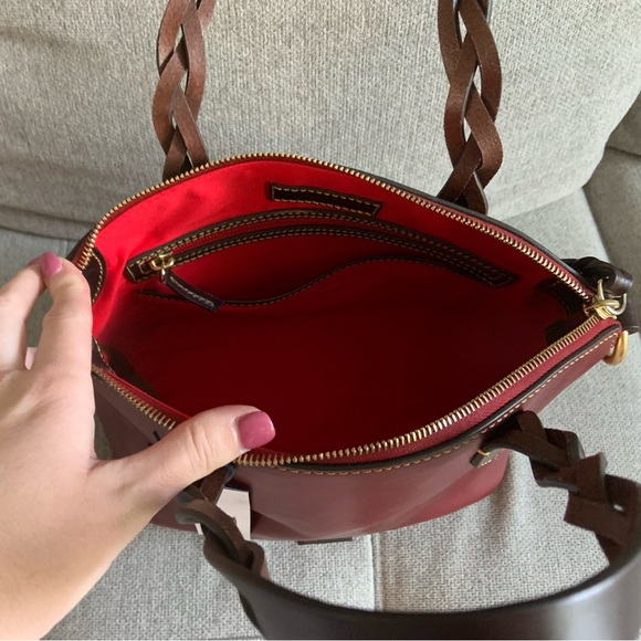 Dooney & Bourke Florentine Leather Small Heidi Satchel- Bordeaux - Picture 3 of 10